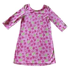 Lilly Pulitzer Girls Slow Down Pink Turtle Floral Dresss